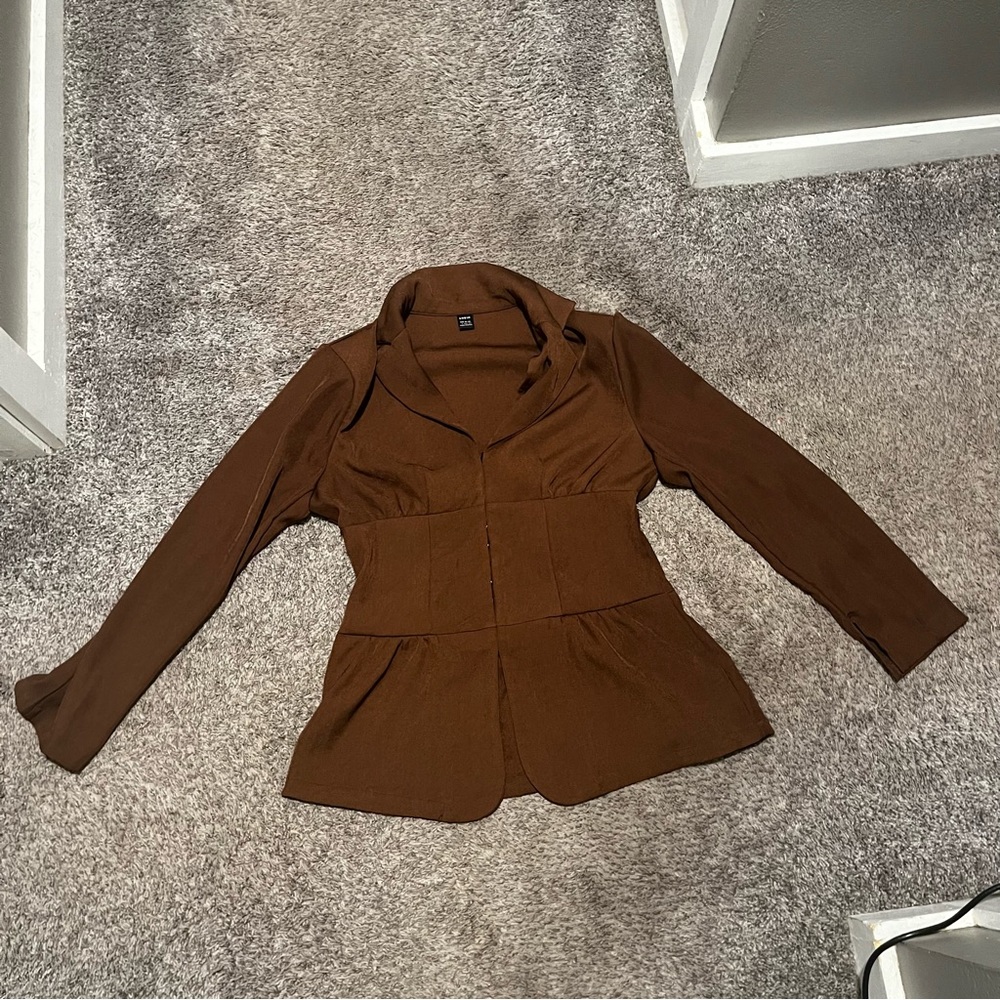 Brown Long Sleeve Fitted blazer